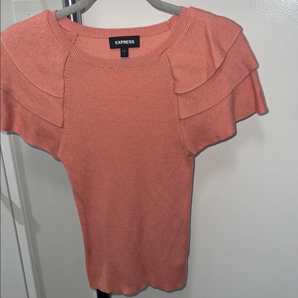 Express Women's Ruffled Coral Blouse